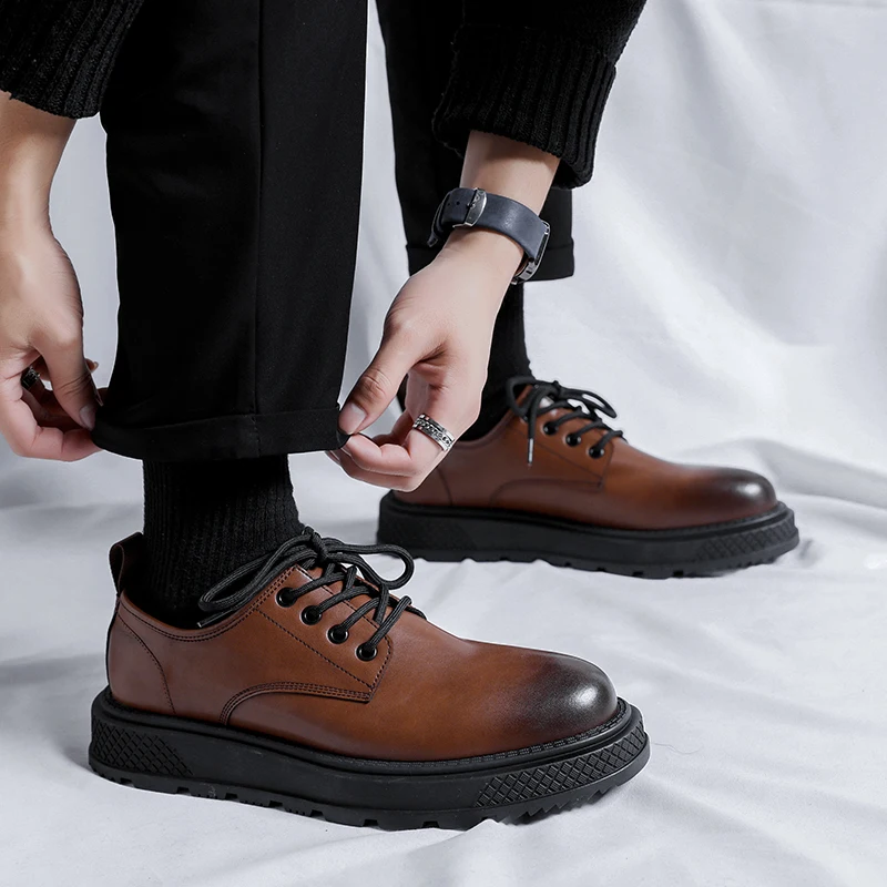 

Men Leather Dress shoes lace up Business Office fashion Shoes Mens Wedding Party shoes Men's Casual Flats shoes footwear