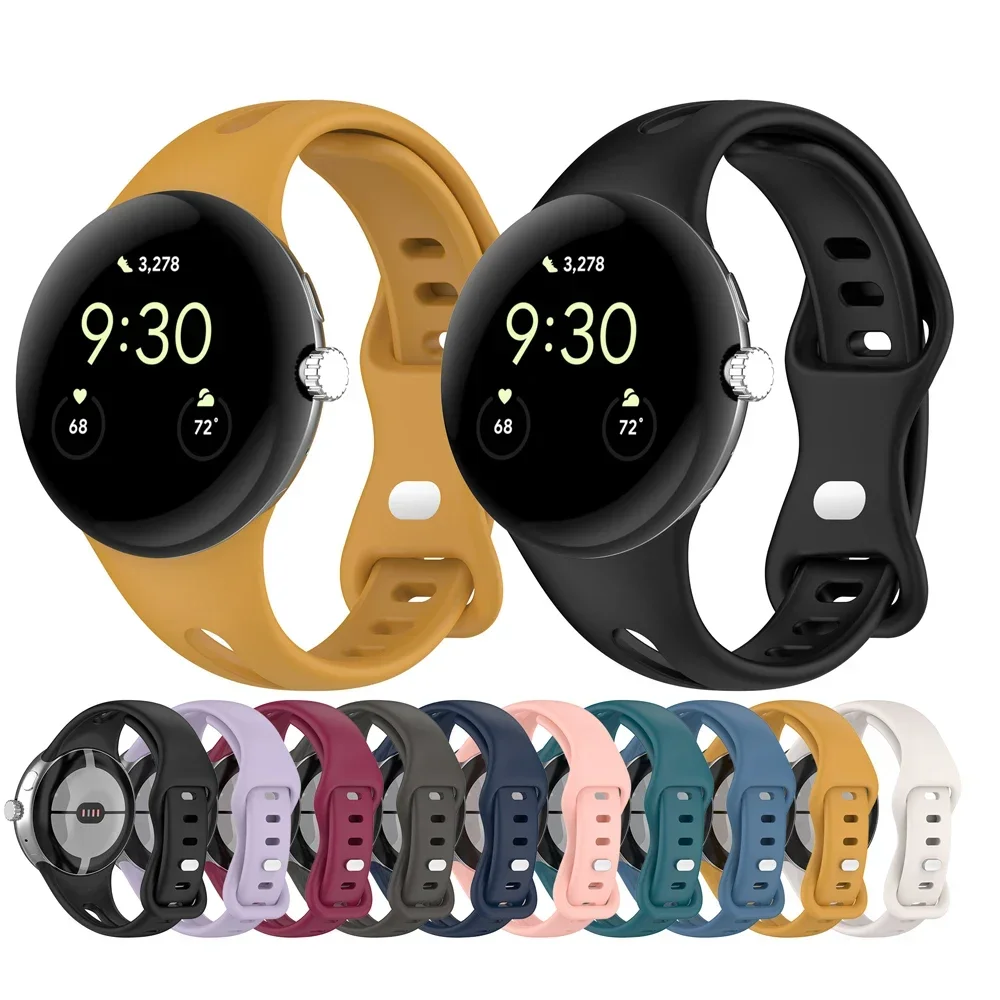 

For Google Pixel Watch Strap 2 Sport Soft Silicone Double Buckle Strap for Pixel Watch Active Bracelet Replacement Watchbands