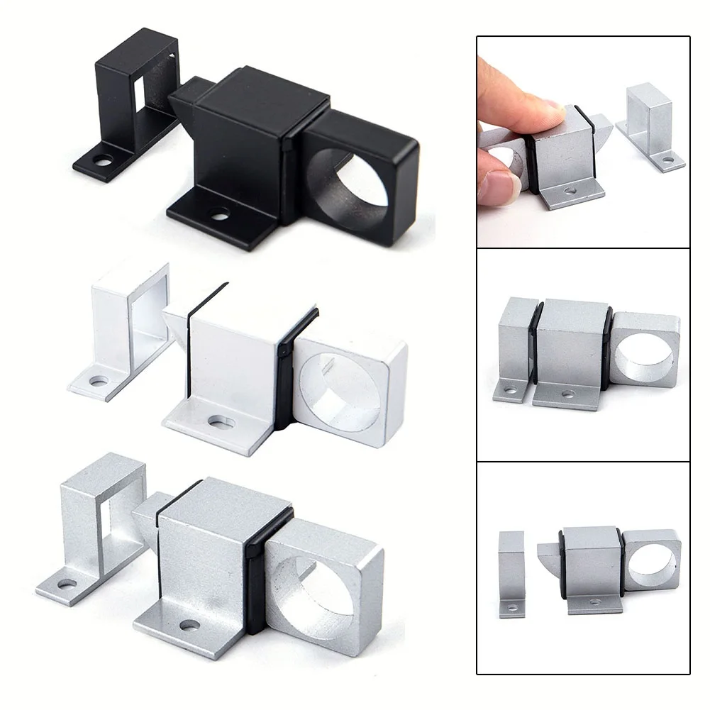 1x Door Bolt Latch Automatic Door Spring Bounce Lock Window Gate Security Pull Ring Aluminum-Alloy Anti-Theft Self Closing Latch