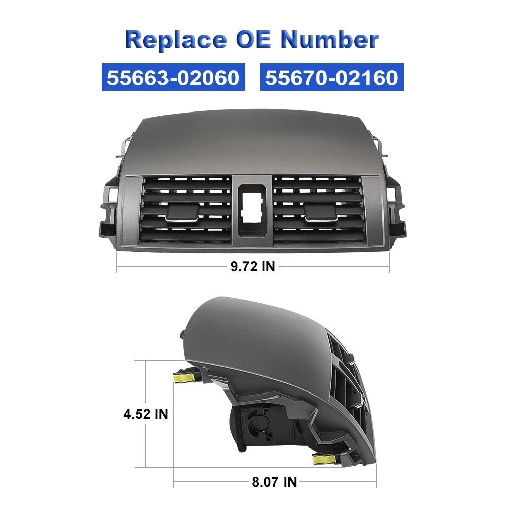 Center Dash A/C Outlet Air Vent Panel Cover 55670-02160 55663-02060 for Toyota Corolla 2008-2013 air conditioning outlet cover