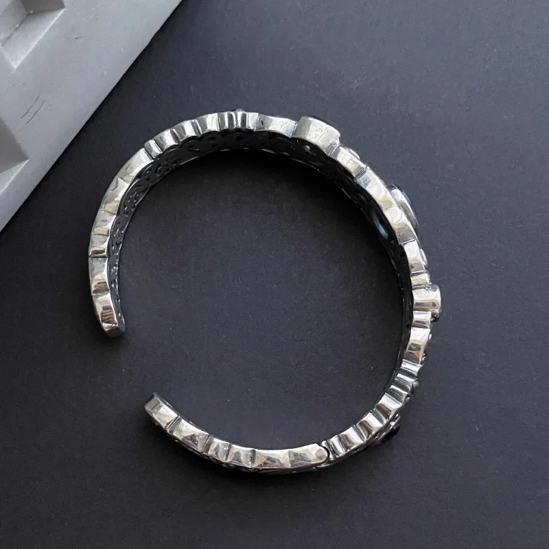 Silver Bracelet 925 Sterling Blue Purple Stone For Woman Girl Jewelry Gift