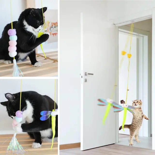 1/2/4pcs Pet Cat Interactive Toy Elastic Cat Scratch Rope Retractable Door Hanging Funny Toys Pet Playing Teaser Cat Supplies 4