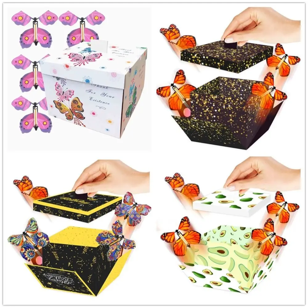 Creative Surprise Flying Butterfly Box Prank DIY Butterfly Explosion Gift Box Party Decorations