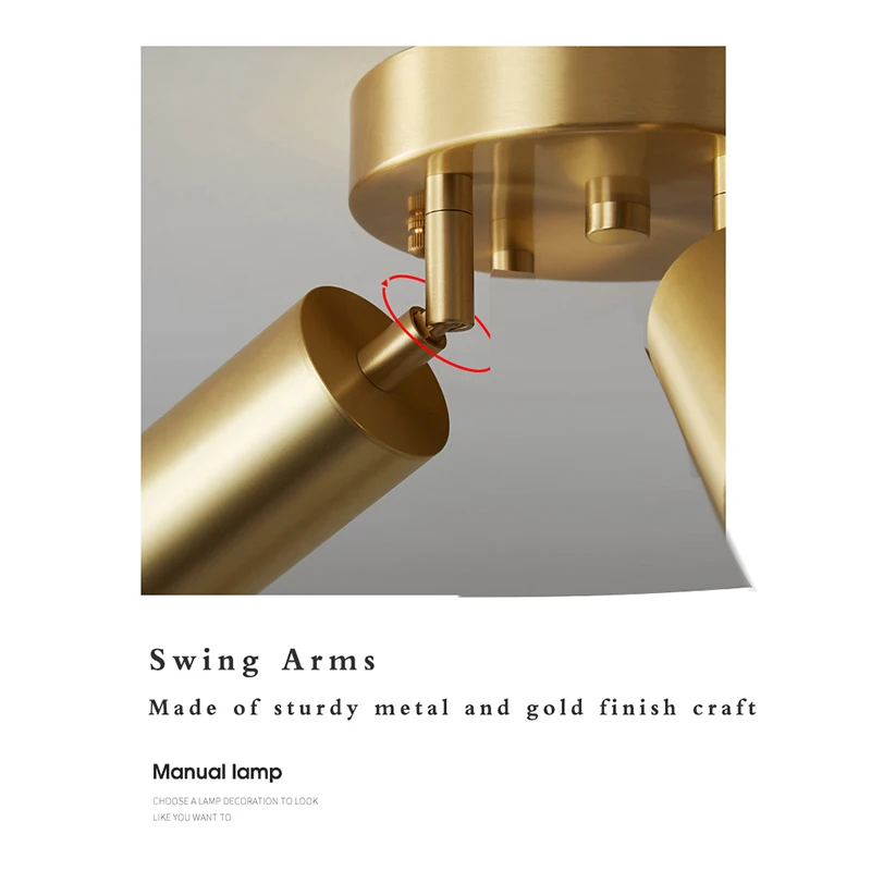 Fumi 현대 산업 세미 플러시 마운트 천장 조명, 골드 클래식 레트로 천장 조명 기구, 복도 주방 침실 L