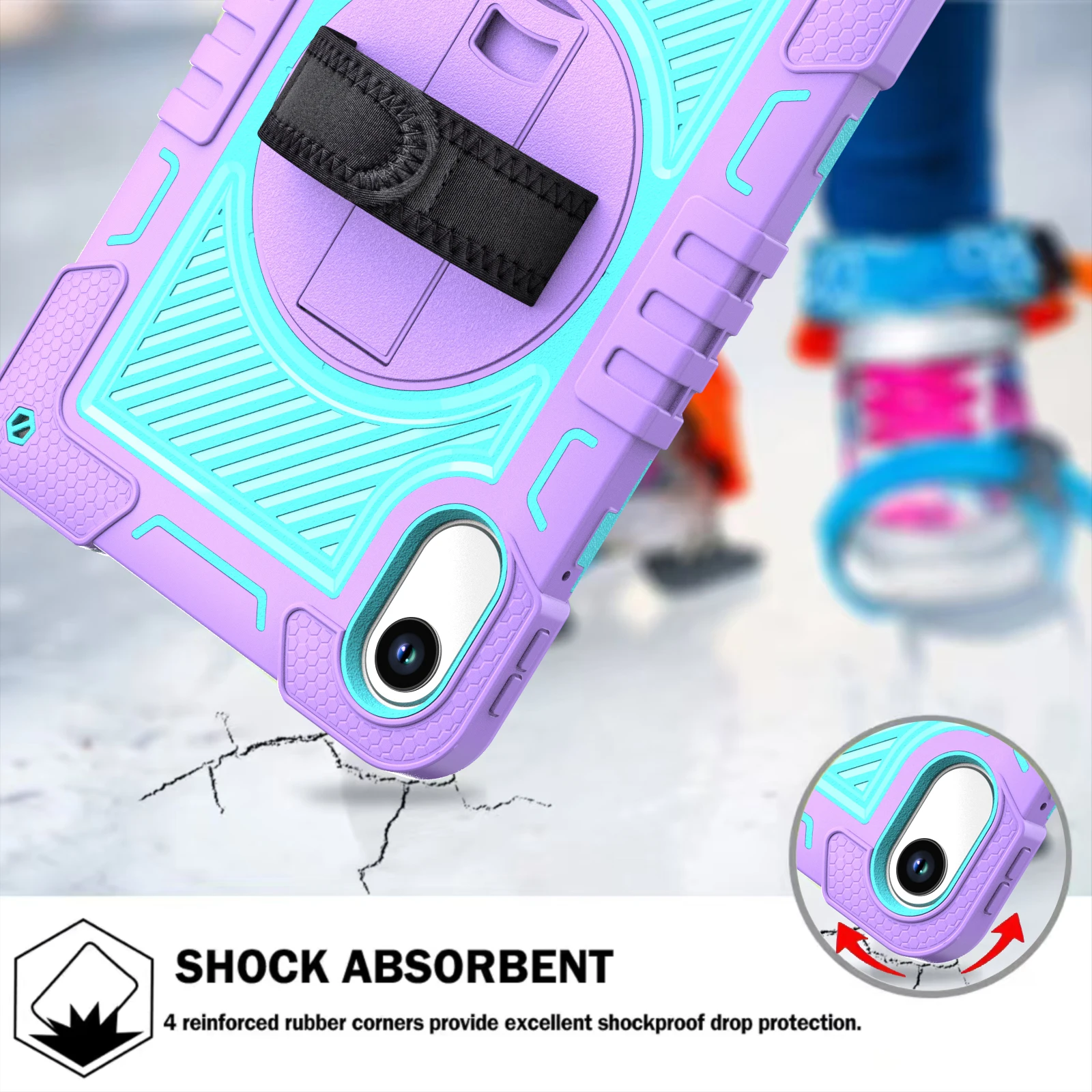 360 Rotating Stand Armor Case with Shoulder Strap - Durable Silicone + PC Hybrid Cover
