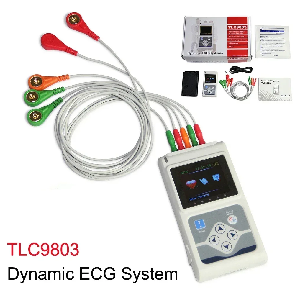 CONTEC TLC9803 3 Channels Recordable Machine Dynamic ECG Holter System Monitoring Tester Monitor Health Care