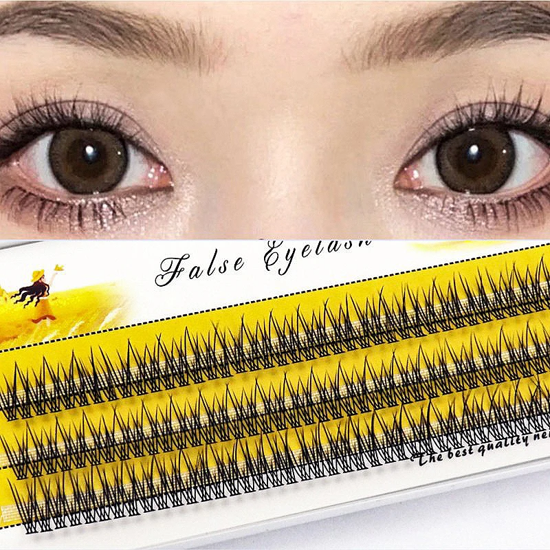 

1 Box/120 Bunches Mink Eyelashes Natural 3D Russian Individual Eyelash cluster Makeup tools Fish Tail False Eyelashes wholesale