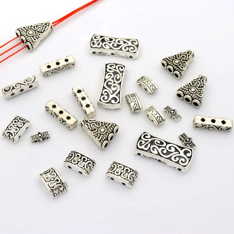32/48pcs Tibetan Silver Rectangle Charm Loose Spacer Beads DIY Jewelry 10x12mm