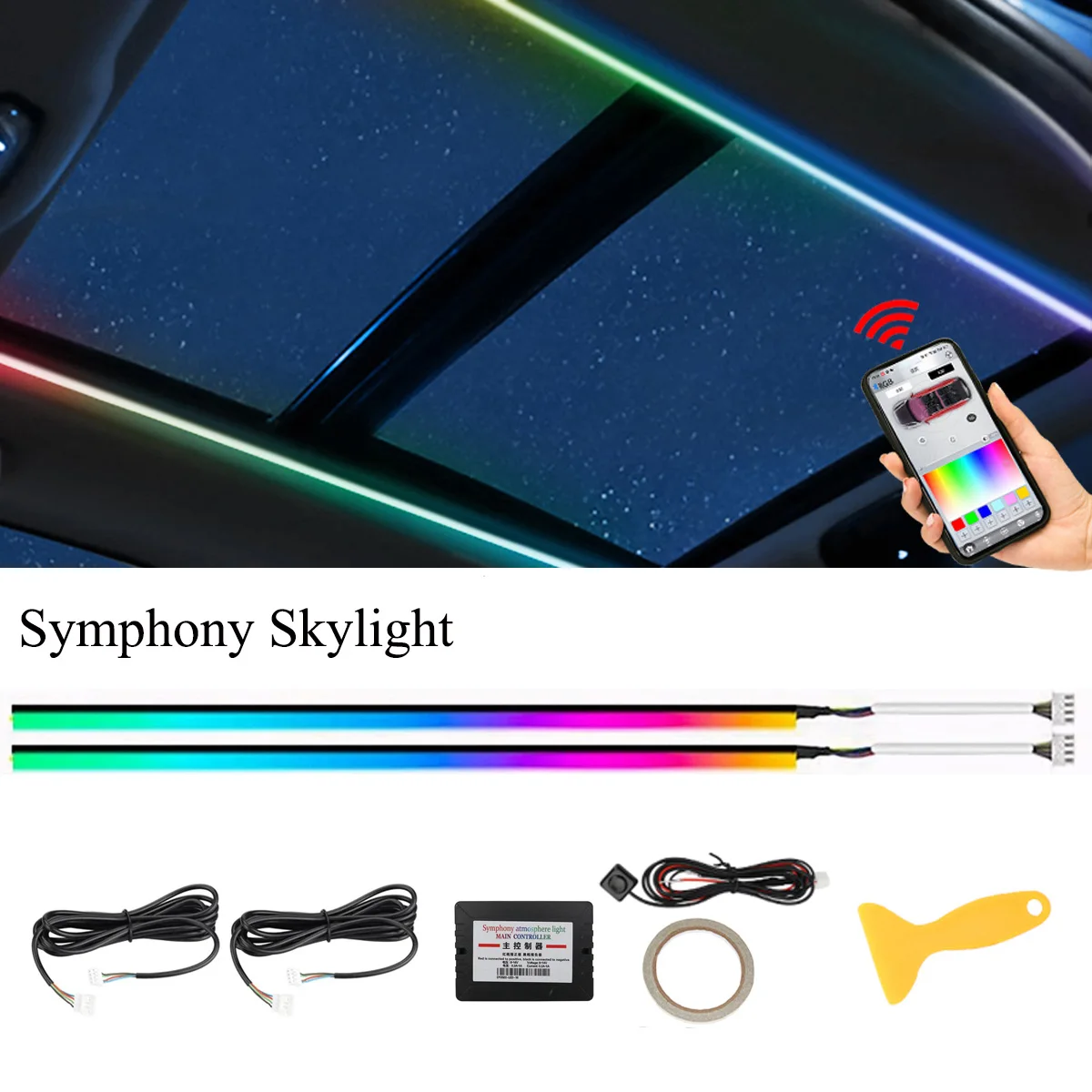 110 cm Auto Schiebedach Atmosphäre Lichter 256 Farben LED Oberlicht Symphonie Lampe APP Steuerung Auto Innen Dach Panorama Umgebungs licht