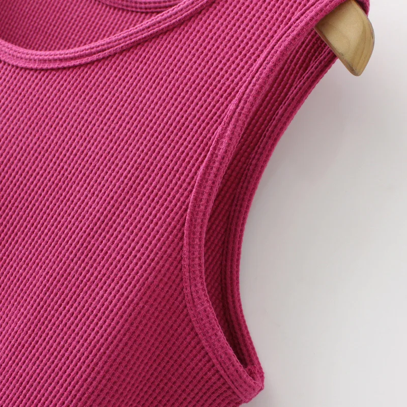 4XL Plus Size Basic Tank Top Women Spring Summer Waffle O-Neck Sleeveless Bottoming Vest Oversize Curve Clothes