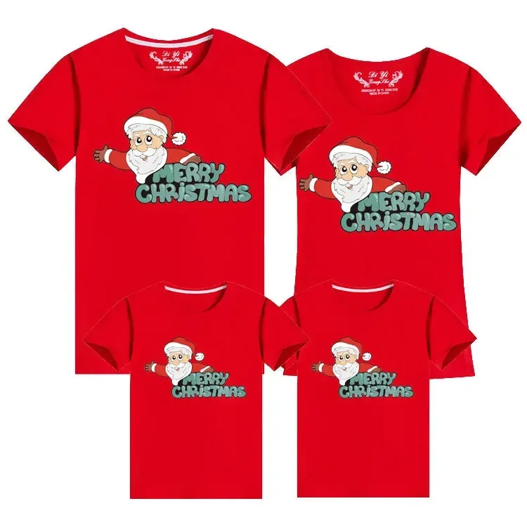 thumbnail image 1 of Camiseta de fiesta navideña familiar, camisetas unisex de algodón para niños, ropa de vacaciones familiares a juego, camisetas navideñas de manga corta con cuello redondo, 1 of 5