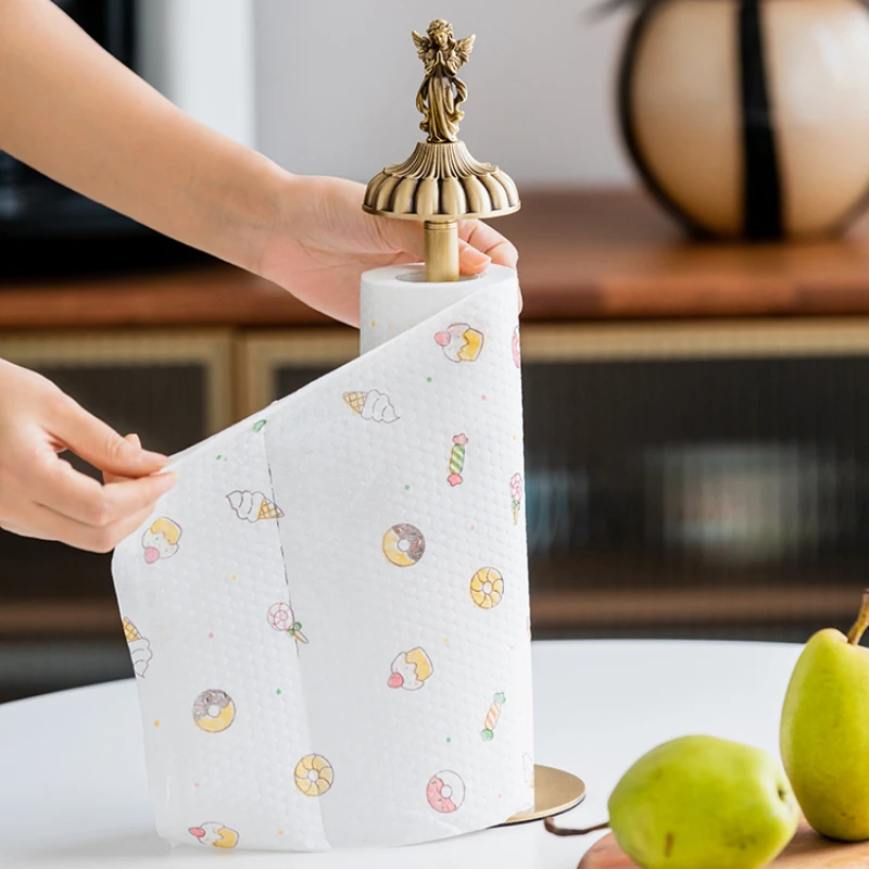 Home Dining Table Brass Napkin Roll Creative Deer Head Nordic Kitchen Vertical Oil Absorption Roll Paper Storage Tissue Holder