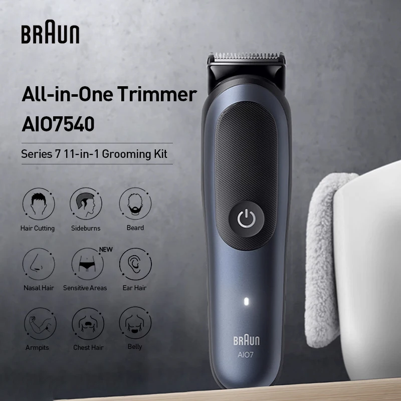 브라운 시리즈 7 Aio7540 남성용 멀티기능 트리머, 남성용 전기면도기, 코털 트리머, 11 in 1 전문 트리머