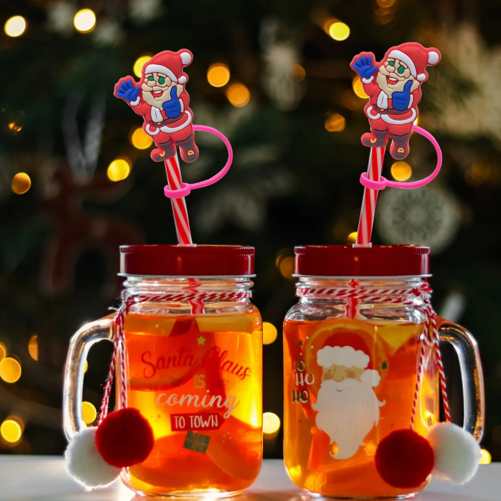 Straw Toppers Charms Decoration Silicone Straw Caps Drinking Charms For Straws Party Decoration