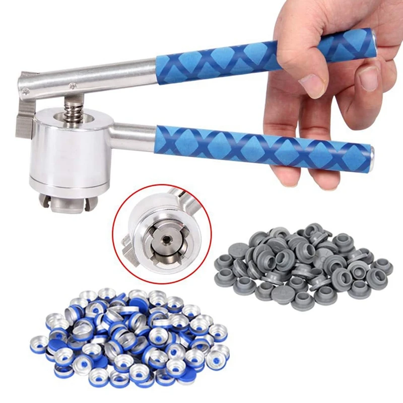 

Flip Vial Crimper, 100 Pcs Flip Caps And 100 Pcs Rubber Stoppers Are Included