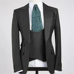 Lapel Elegant Suits for Men Suit 1 Button High Quality Luxury Men's Suit 3 Piece Set Complete Elegant Man Full Wedding Fashion