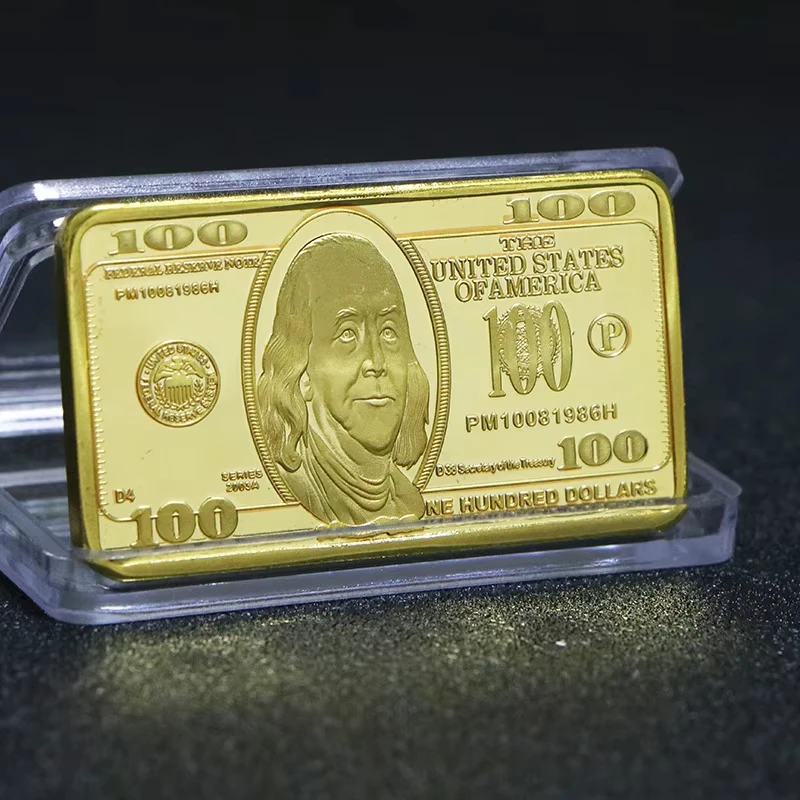 USA 100 Dollar Bullion 24k Gold Bar Coin with Gift Packaging