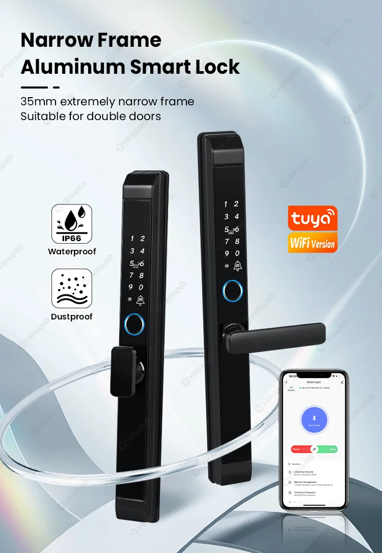 TUYA WiFi Smart Door Lock Waterproof Keyless Digital Electronic Lock Fingerprint
