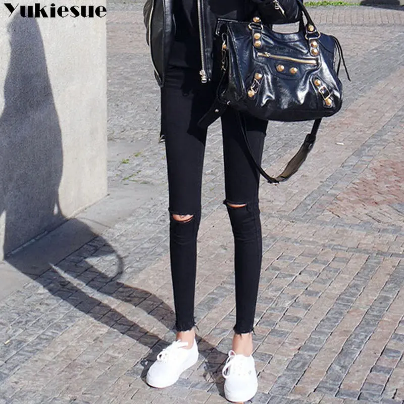 

Stretch High Waist Jeans Hip Hop Style Destroyed Women Denim Pants With Holes 2023 Jean Y2K Aesthetics Skinny Ripped Jeans Women