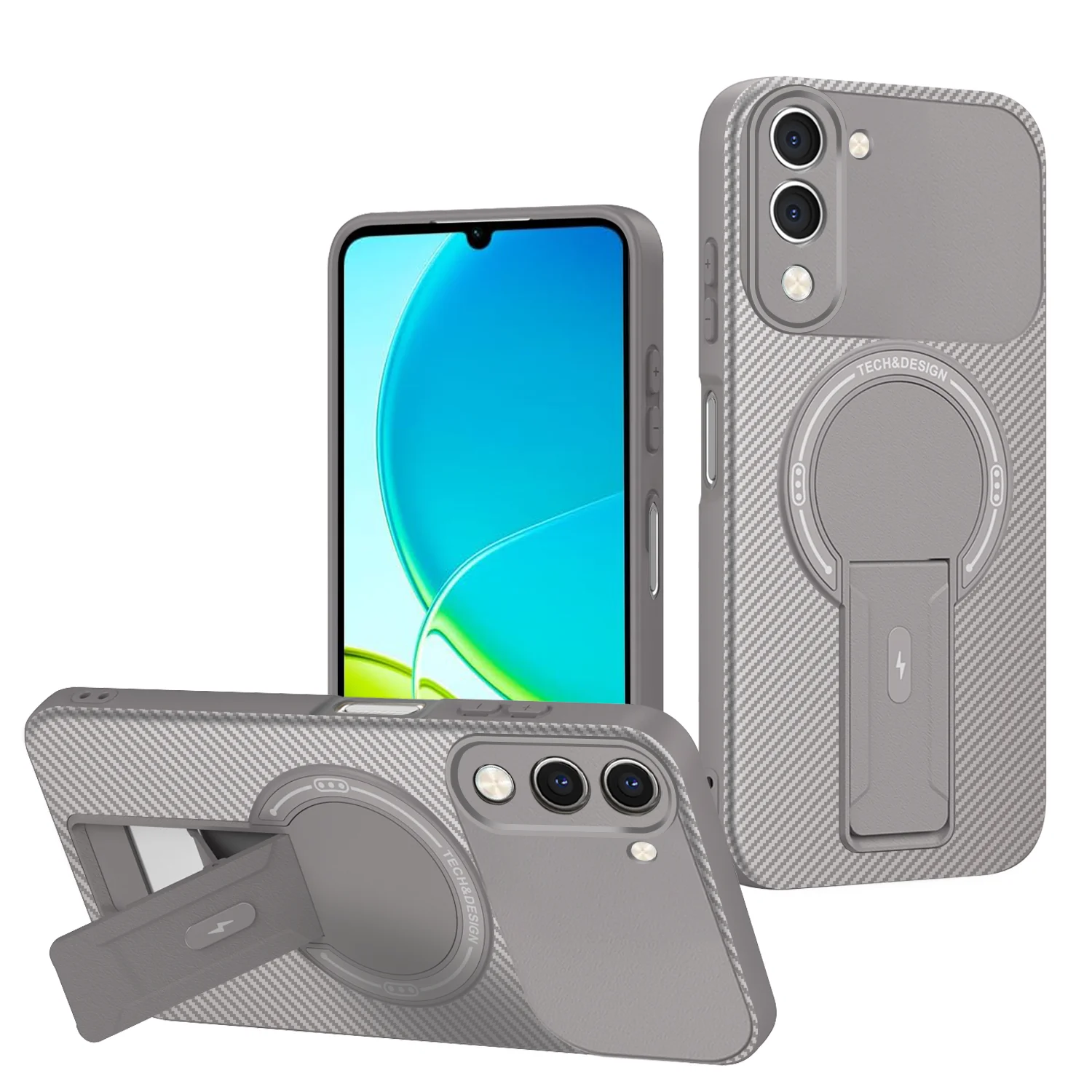 Armor Carbon Fiber Magnetic Stand Shockproof Cover