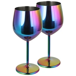 Elegant 500ml Rose Gold Stainless Steel Wine Goblet - Durable Metal Cup for Red Wine and Champagne, Perfect for Parties and Bars (Rainbow - 2)