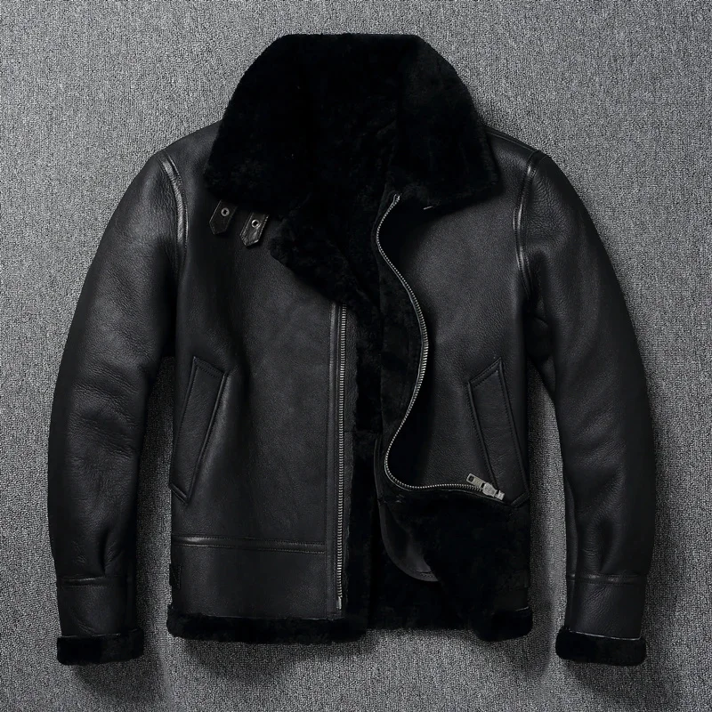 

shipping,Winter Free warm genuine leather jacket.quality 100% thick wool sheepskin coat.natural shearling wear.Real Fur B3