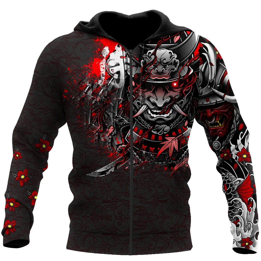 

New Japanese Samurai Tattoo 3D Printing New Men's Sweatshirt Harajuku Zip Hoodie Casual Unisex Jacket Pullover Style 6XL