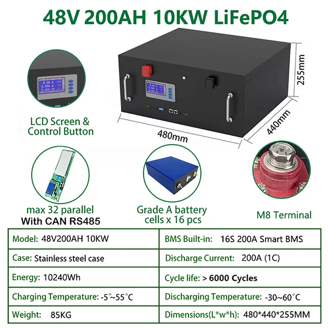 10 KWH Solar Stromspeicher LBPA48200, 48V 200AH, LiFePO4