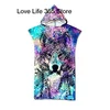 Wolf Large Beach Towel Bath Towel Quick Dry Towels Hooded Cloak Wetsuit Adult Child Parent-Child Poncho Bathrobe for Swim Surf 1