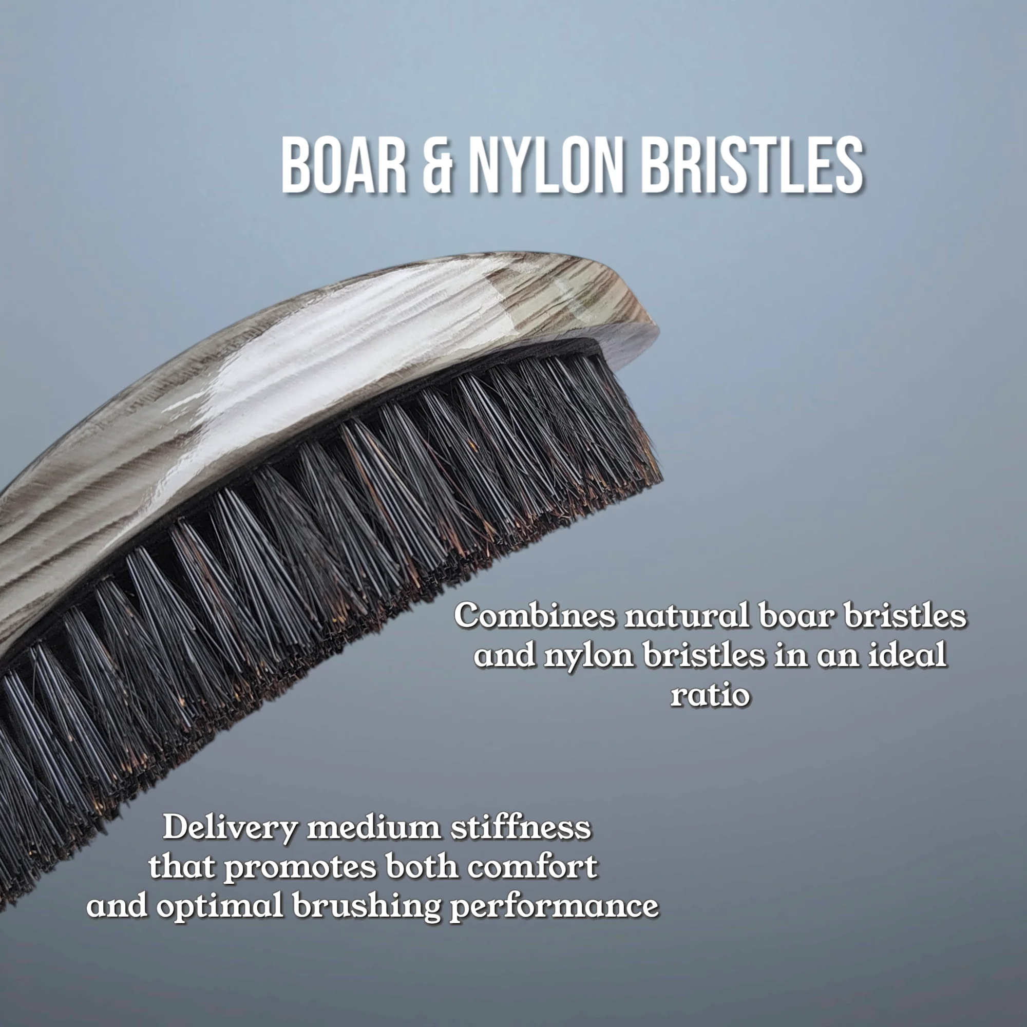 Gracemen 360 Wave Brush for Man Curved Hair Brush Medium Stiffness Gray Color Beard Hair Brush for Afro Gentlemen 4