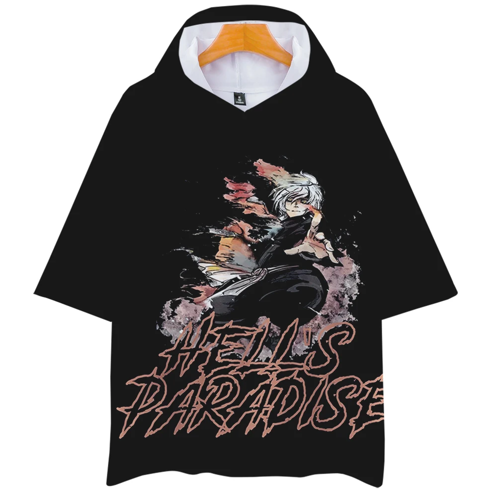 

Hell's Paradise Jigokuraku Anime Hooded Tshirt Women Men T-shirt Short Sleeve Harajuku Streetwear 2022 Japan Manga Clothes