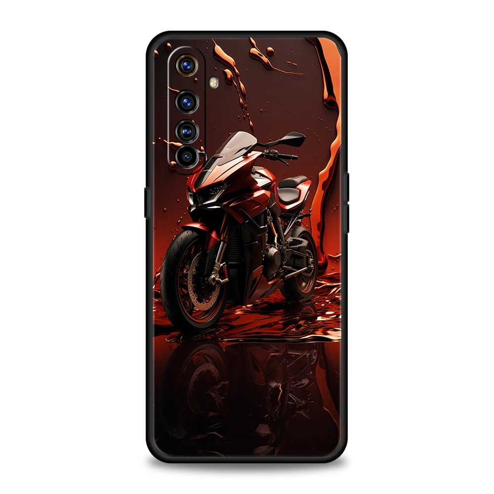 Sleek Black Motorcycle Sports Car Soft TPU Phone Cover