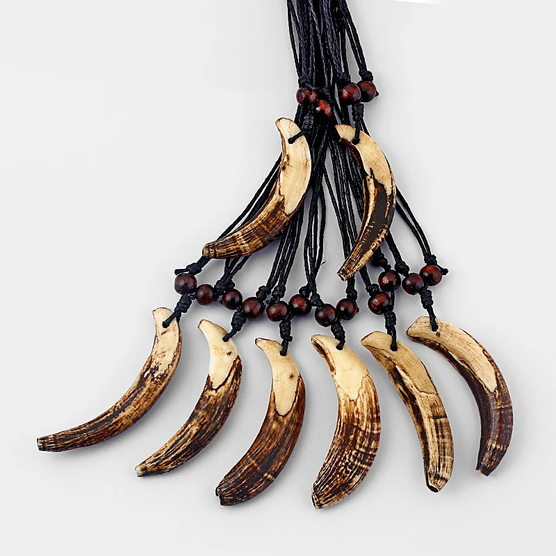 

12pcs/lot Ethnic Amulet Real Ornaments Tooth Pendant Necklace Fashion Animal Tooth Necklaces Trend Jewelry Choker Wholesale