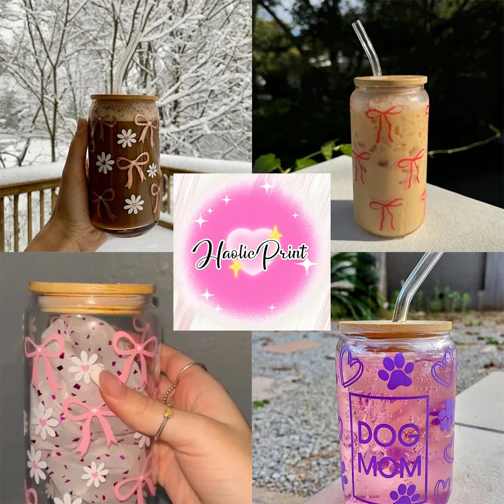 Sticker Cups Cup Wraps UV DTF Wrap Transfer For 16oz Libbey Beer Glass Can