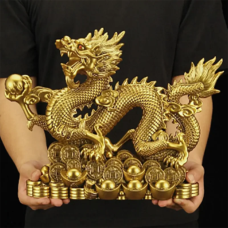 

Zhao Cai Ancient Bronze Five Claw Golden Dragon Decoration Zhaocai Office Living Room Entrance Craft Zodiac Bronze Dragon Mascot