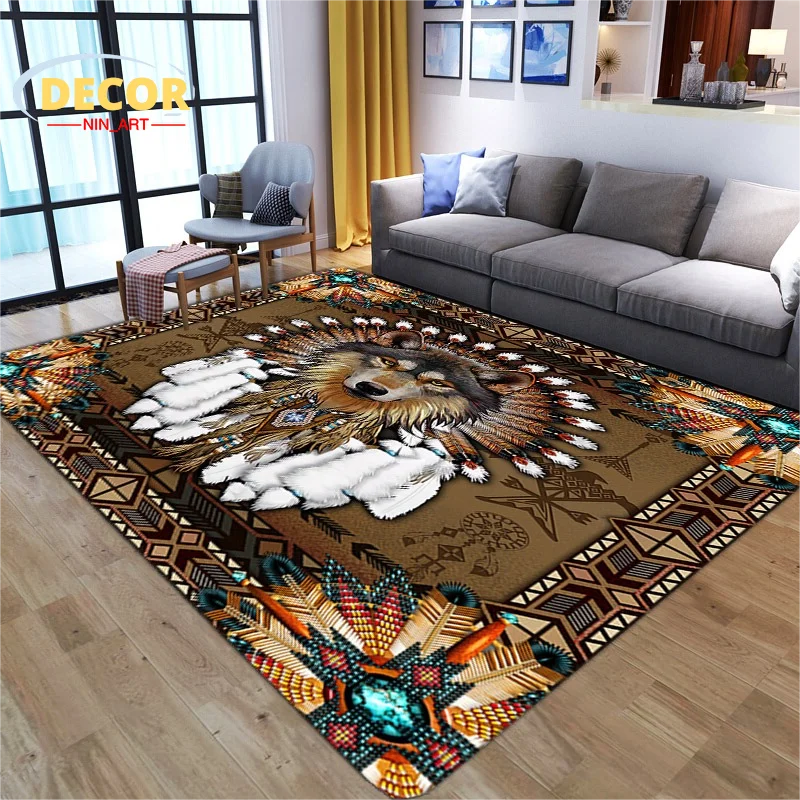 

Wolf Mat Living Room Carpet For Sofa Table Bathroom Large Area Bedroom Floor Washable Flannel Mats Anti-skid Home Decoration