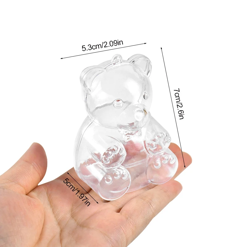 10pcs Bear Shape Candy Box Transparent Jewelry Snack Gift Packaging Box Wedding Birthday Party Decor Supplies Baby Shower Favors