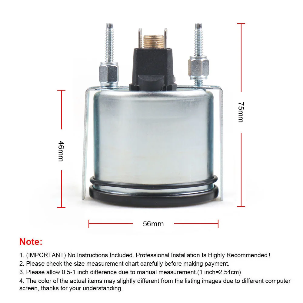 2 52MM NPT 1/2 기계식 수온 게이지 40-130 ℃ /110-265 ℉   센서가 있는 수온 12V 온도 게이지 노란불 자동차 미터