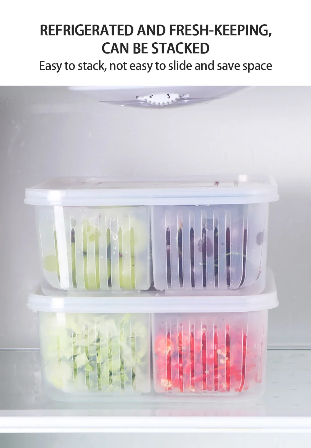 Description Picture 6 of itemFresh Keeping Box Refrigerator Onion Ginger Garlic Food Storage Plastic Transparent Drain Food Sealed Box