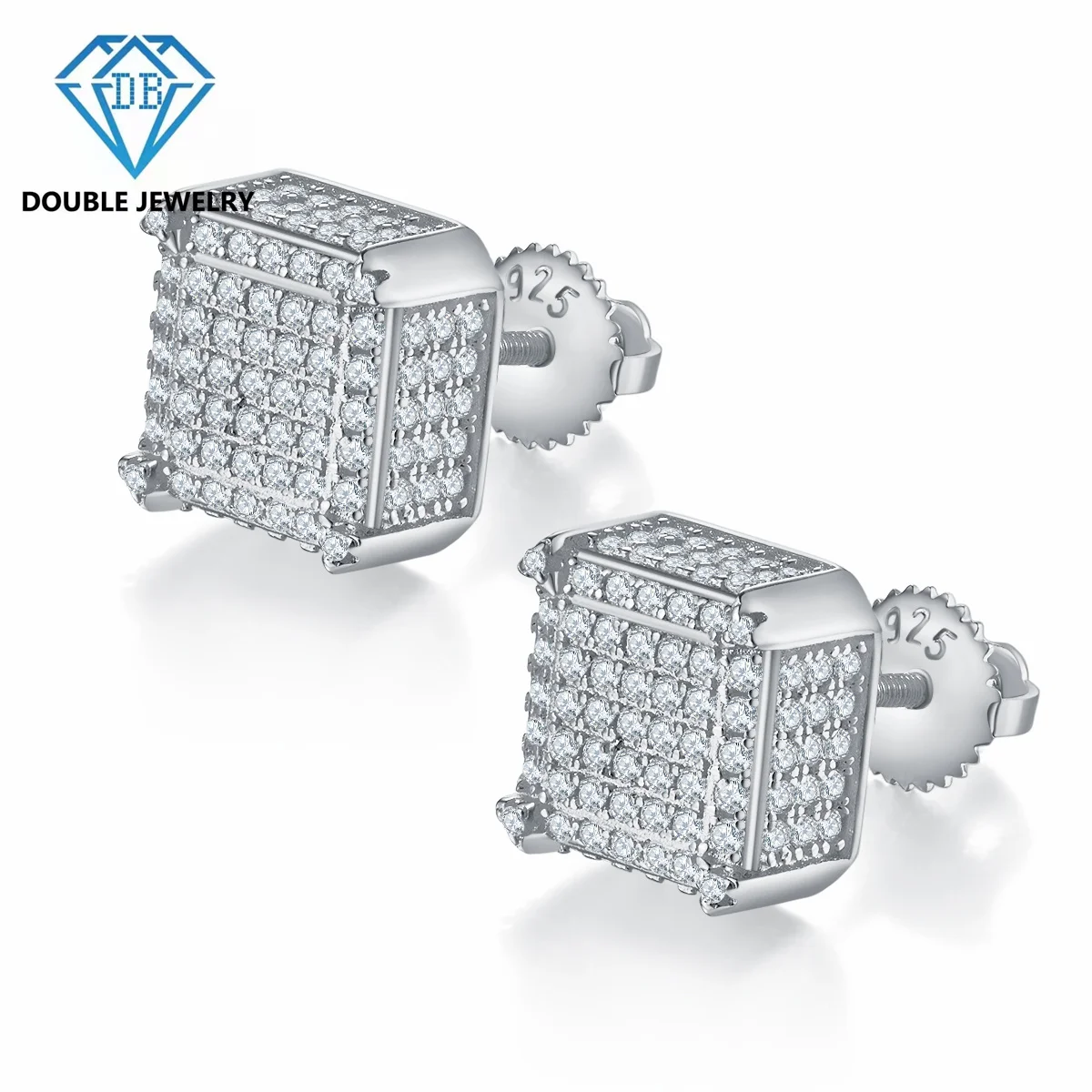 

Double jewelry Moissanite Studs Earrings for man Women couple 100% S925 Sterling Silver Brilliant Lab Diamond Earrings jewelry