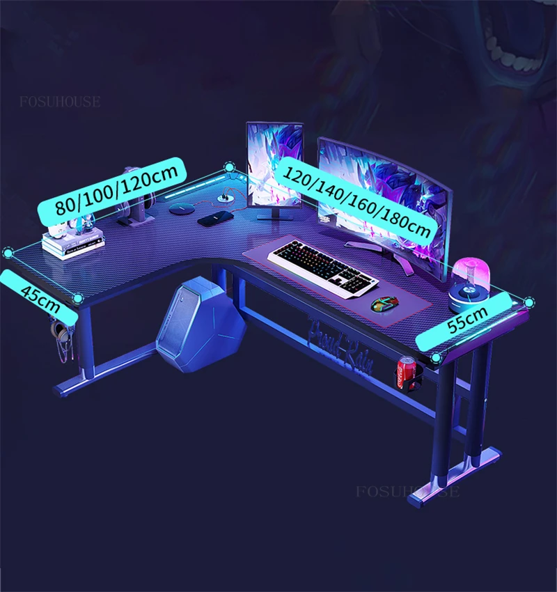 Description Picture 2 of itemNordic L Shaped Gaming Table Desktop Computer Desks Home Bedroom Writing Office Table Corner Gaming Desks Double Computer Tables