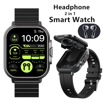 TWS 2 in 1 Smartwatch Auricolari Sport Smart Watch Chiamate Bluetooth senza fili Monitoraggio della salute Orologi per registrazioni fitness con auricolare