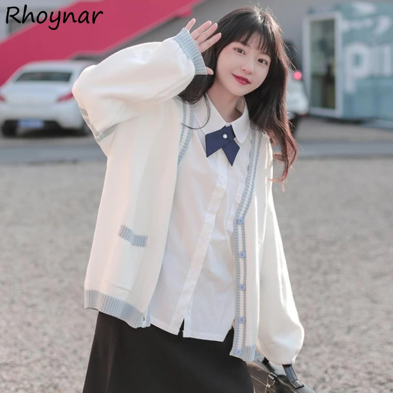 

New Cardigan Women Pockets All-match Preppy Style Leisure JK Simple Daily Warm Designed Lovely Prevalent Aesthetic Age-reducing