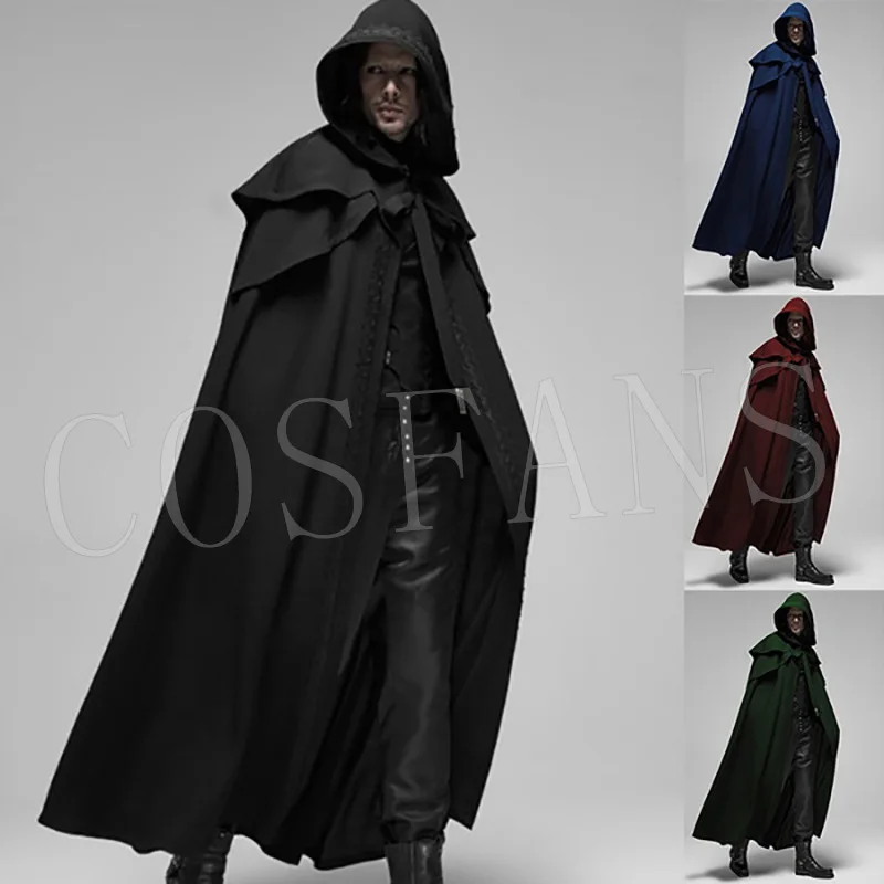 

2023 winter New Medieval Mage Robe Magician Cosplay Adult Man Woman Streetwear Hooded Outwear Costume Halloween Costume