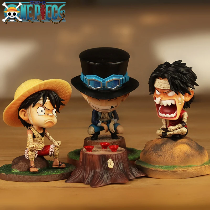 

One Piece Anime Figurine Monkey D Luffy Ace Sabo Tre Fratelli Childhood PVC Action Figure Collection Model Collect Gifts