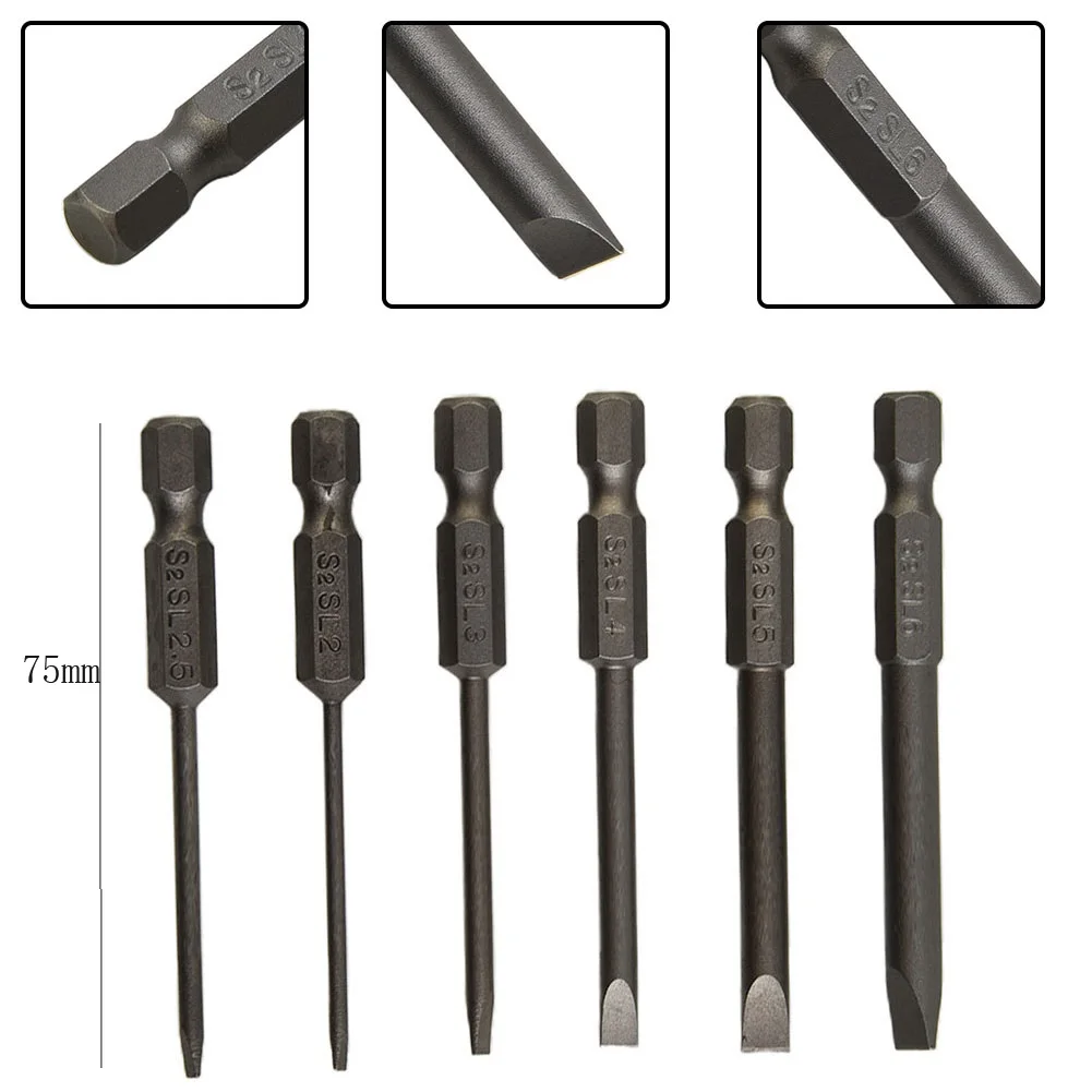 

Slotted Tip Screwdriver Bit Grey SL2.0-6.0mm 6.35mm Alloy Steel Magnetic Bits Can Be Firmly Fixed On Screwdrivers