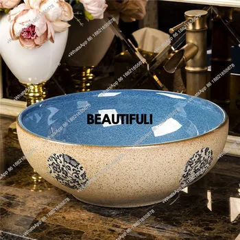 อ่างล้างหน้าสไตล์ยุโรป RR อ่างเซรามิกศิลปะ อ่างล้างหน้าแบบตั้งโต๊ะ อ่างล้างหน้าสไตล์เรโทร อ่างล้างหน้าโบราณ อ่างล้างหน้าทรงกลม อ่างล้างหน้าห้องน้ำ 2