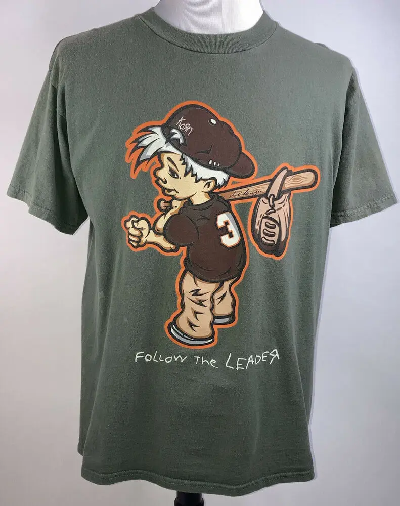 Vintage 90s Korn Follow The Leader Lil’ Slugger Mens Sz L T Shirt Tee Giant  Tag
