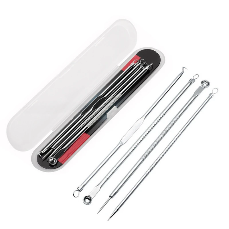 Blackhead Remover 4PCS Stainless Steel Blackhead Remover Extraction Pimple Comedone Acne Extractor Whitehead Blemish Popper Kit