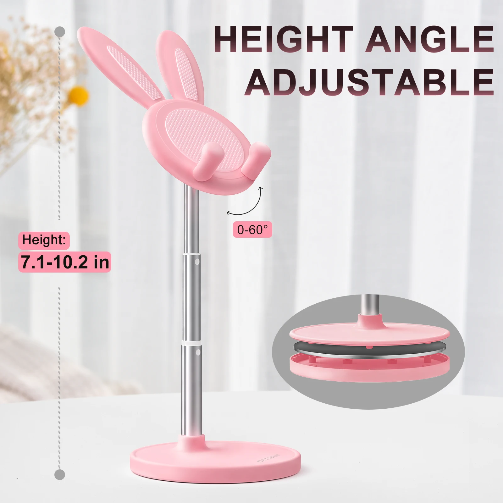 Eary Cute Phone Holder Desktop Stand Height and Angle Adjustable Phone Tablet Stable Base Support for iPhone 16/15/14/13 Samsung